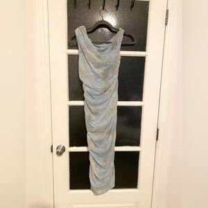 Wedding guest dress Light Blue Draped Maxi Dress